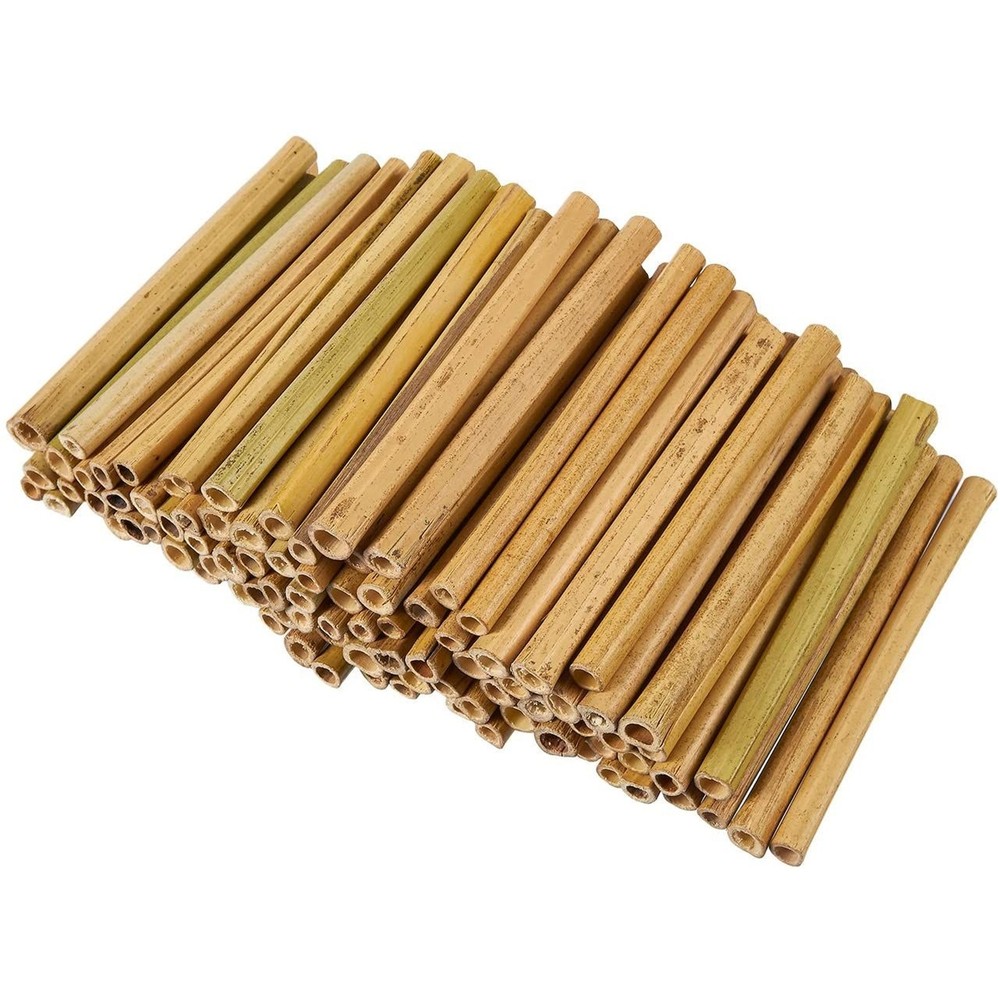 100 Pack Bamboo Sticks for Crafts, 5.2 Inches Long and 0.26-0.37 Inches Thick