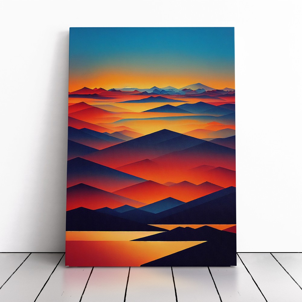 An Abstract Mountain Landscape No.5 Canvas Wall Art Print Framed Picture Lounge