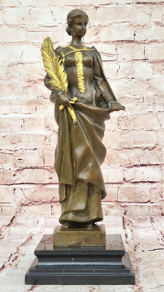 Solid Bronze Lady Liberty Greek Roman Goddess Sculpture Hot Cast Decor NR