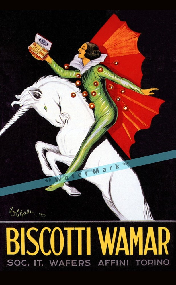 Vintage 1925 Italian Biscotti Wamar Retro Travel Poster Art  