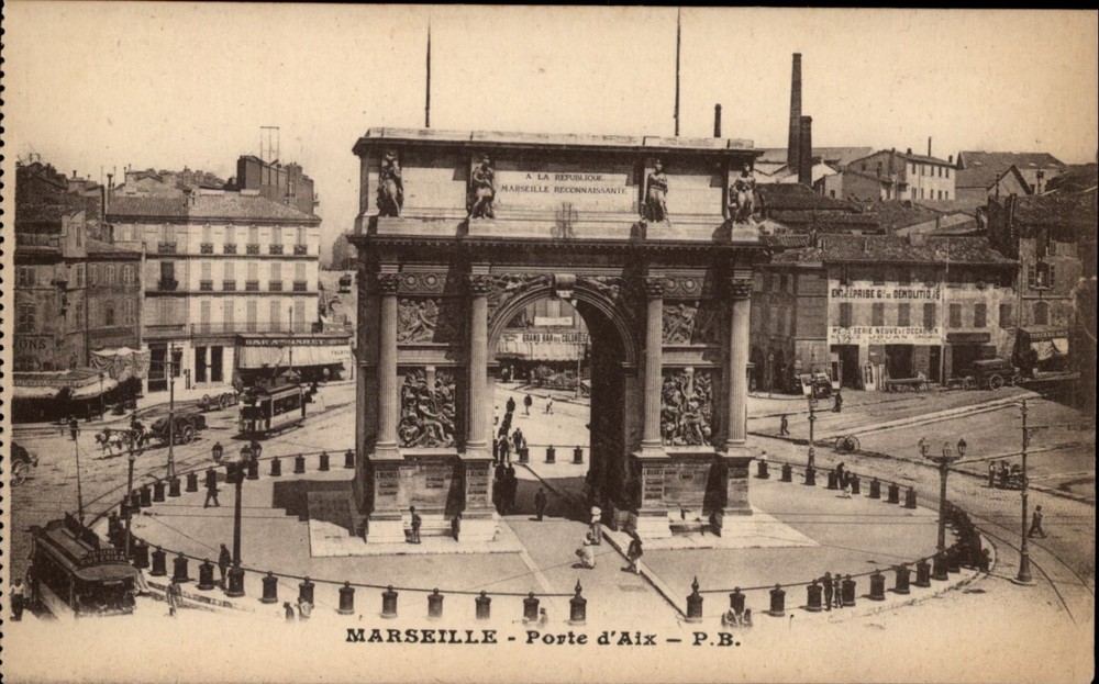 Porte d Aix Marseille Provence France vintage postcard s951