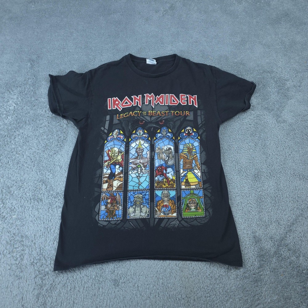 Iron Maiden Shirt Mens Medium Black Legacy Of The Beast Tour Graphic Metal Tee