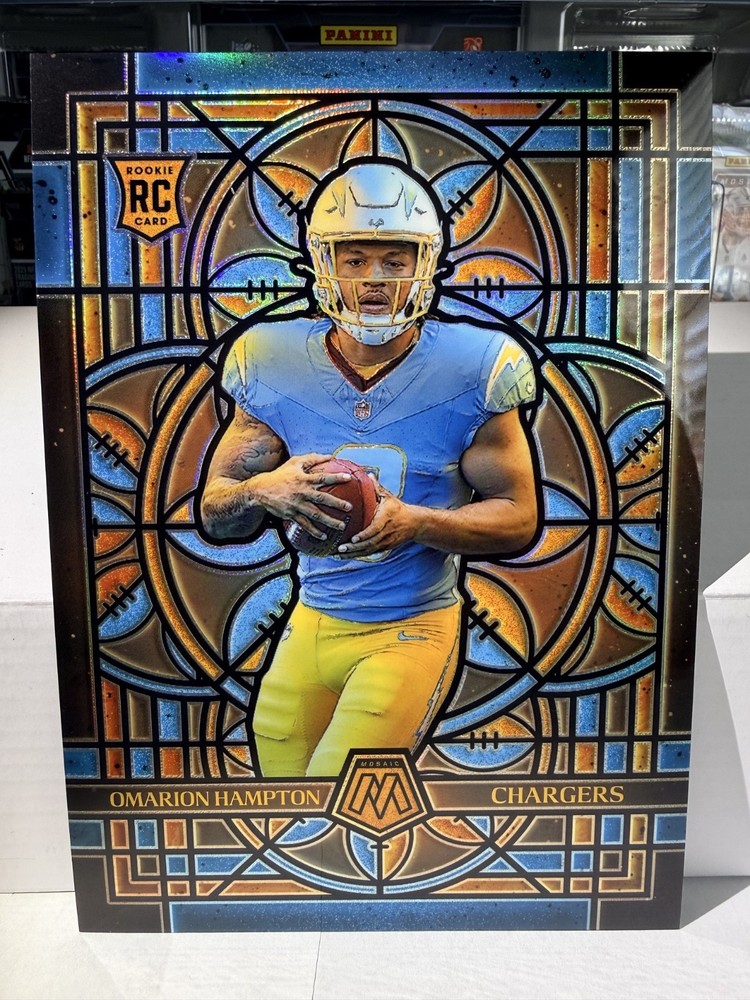 2025 Mosaic Omarion Hampton RC Oversized/JUMBO Stained Glass #15 Chargers