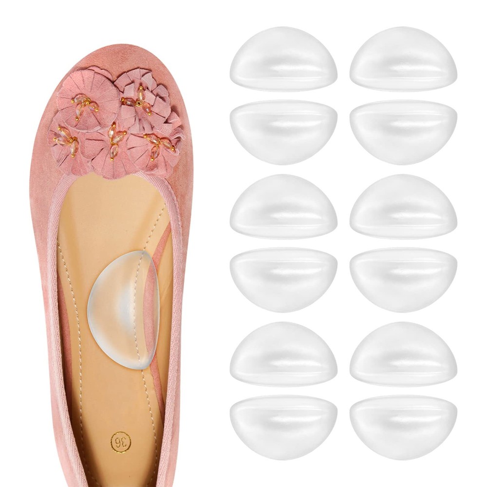 Dr.Pedi Transparent Adhesive Arch Pad Arch Support 6 Pairs Gel Insole for Fla...