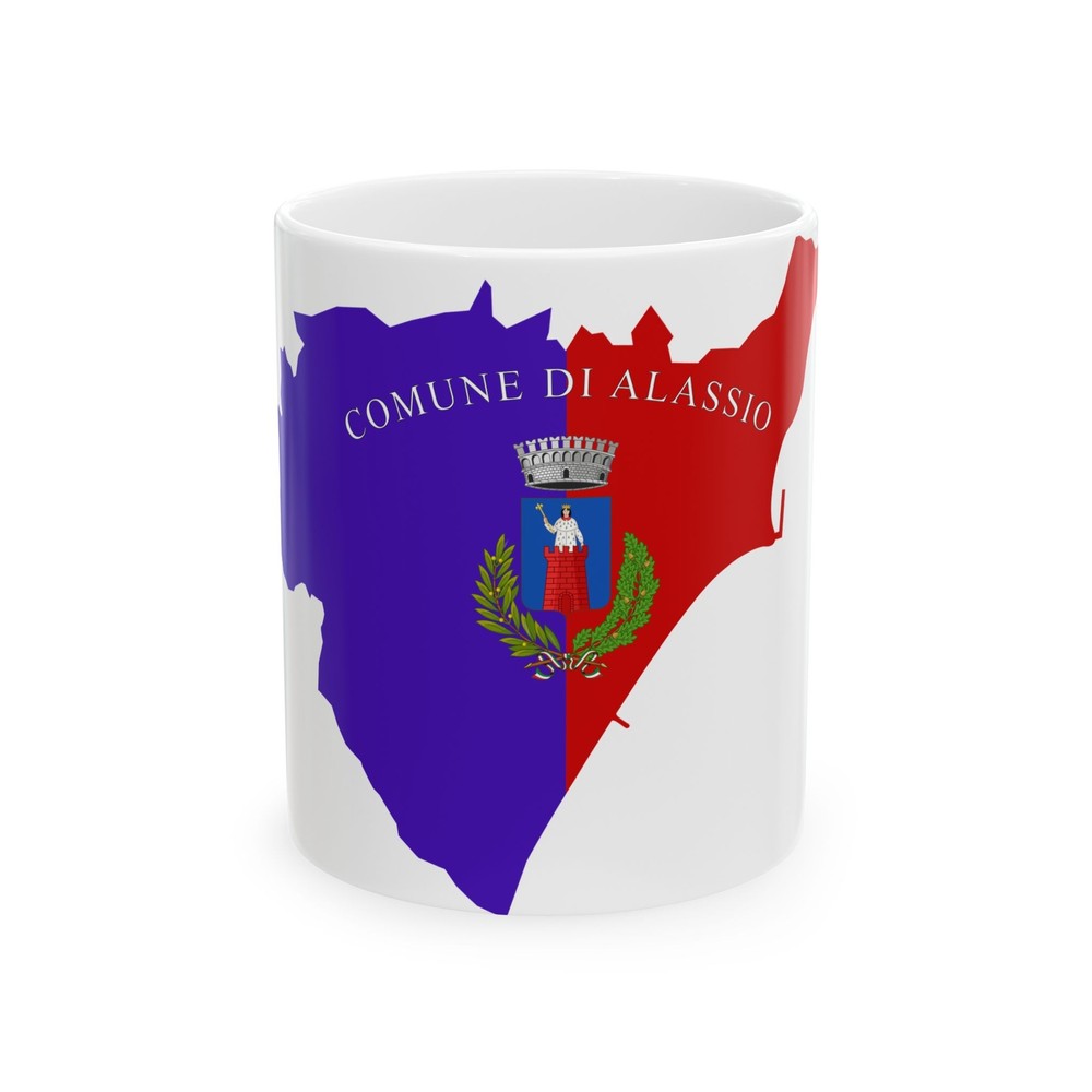 Flag map of Alassio (Italy) White Coffee Mug
