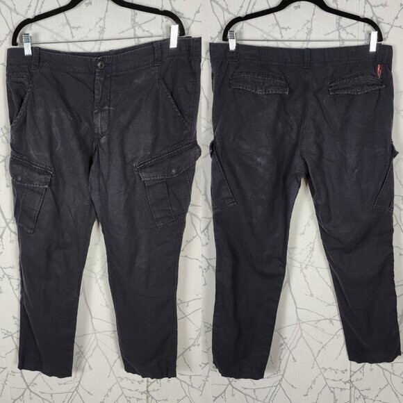 Trussardi Jeans Navy Linen Cotton Blend Cargo Pants | Men's 38 X 30