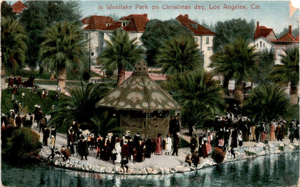 Westlake Park, Christmas day, Los Angeles, California, Neuman, Los Postcard