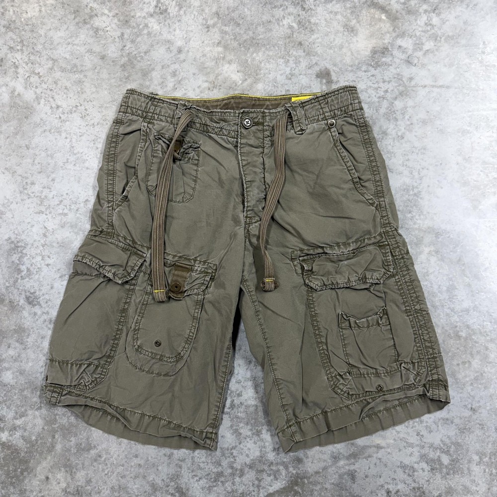 Gap Cargo Shorts Mens Medium Green 1969 Drawstring Elastic Waist Utility Pockets