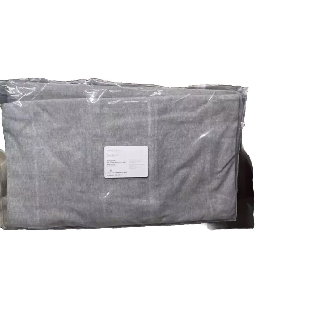 Pottery Barn Hudson Heathered Velvet Duvet Cover Full Queen Gray Plush NWT