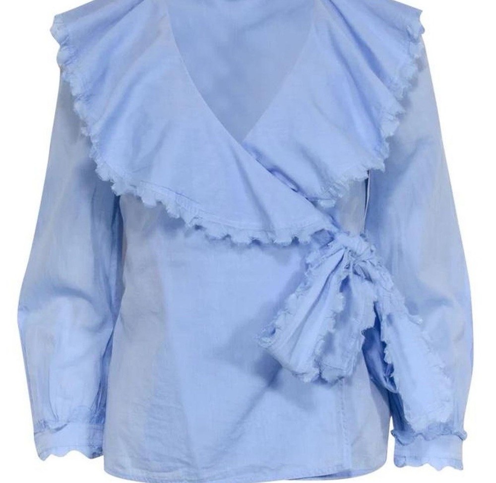 Tory Burch Blue Ruffle Wrap Top
