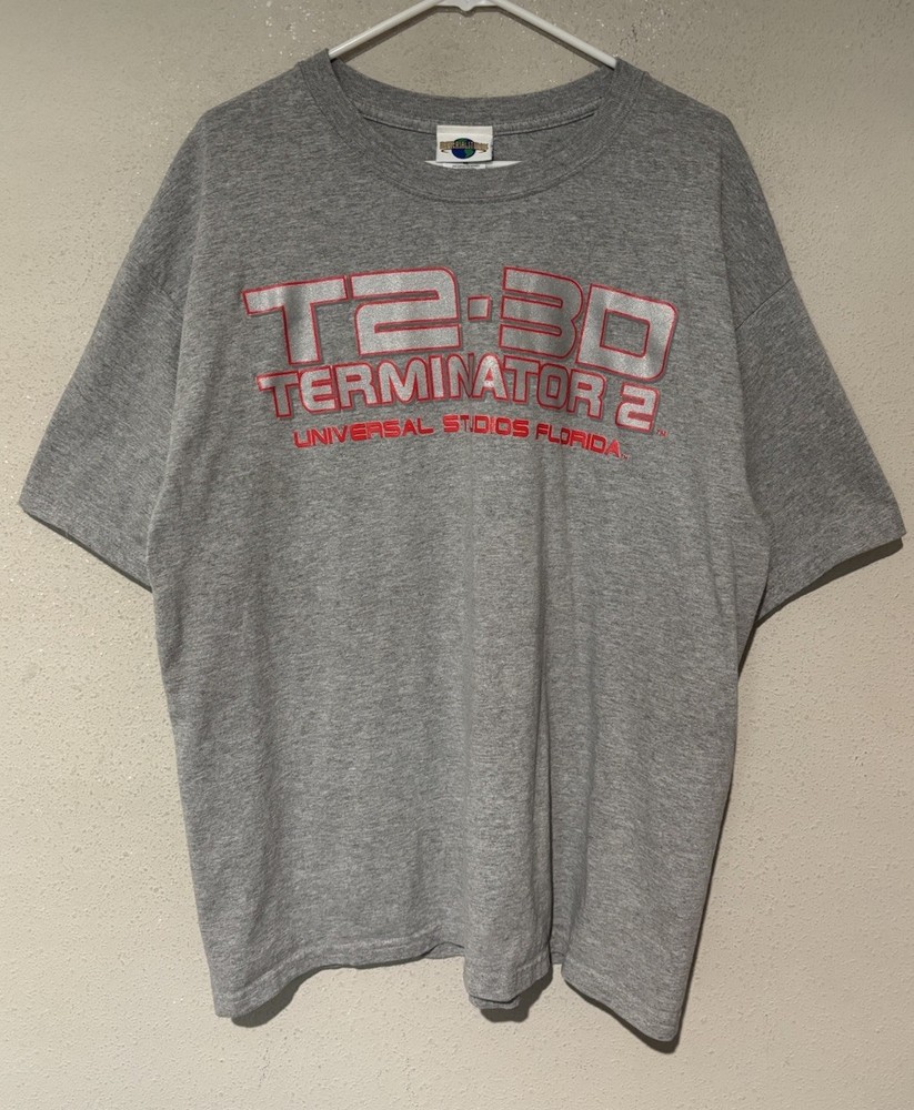Vintage Universal Studios XL Terminator 2 3D Promo T-Shirt Gray G14