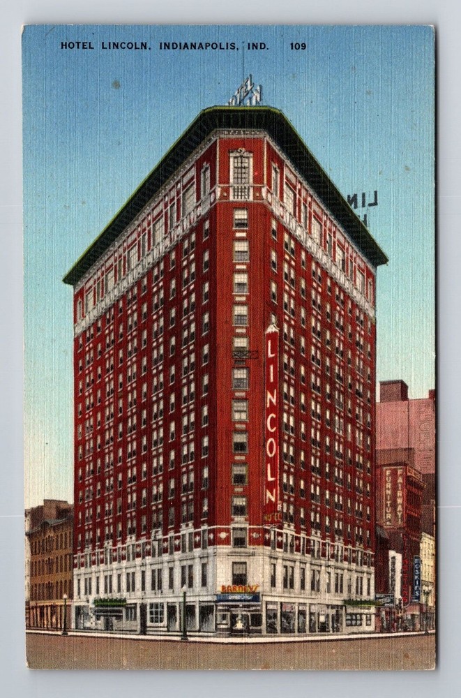 Indianapolis IN-Indiana, Hotel Lincoln, Advertising, Antique Vintage Postcard