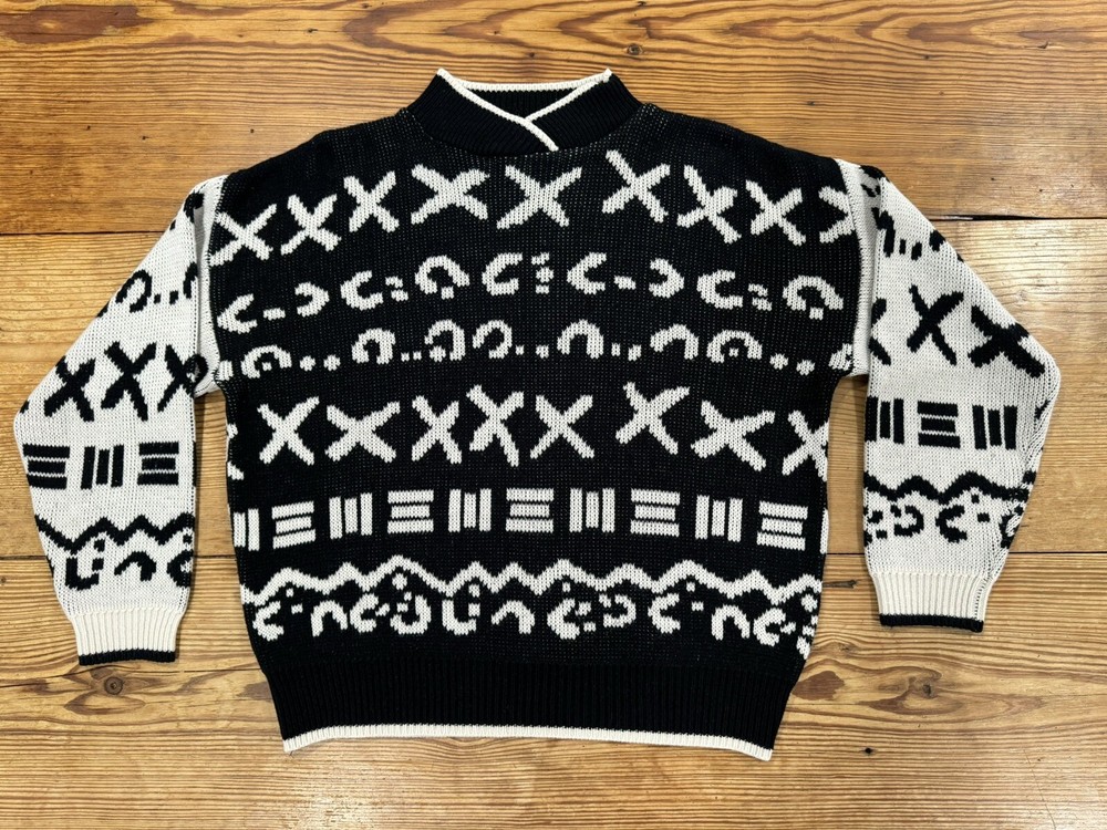 Vtg 62 East 80’s Women’s M Sweater Abstract Graffiti Streetwear New Wave Tribal-image