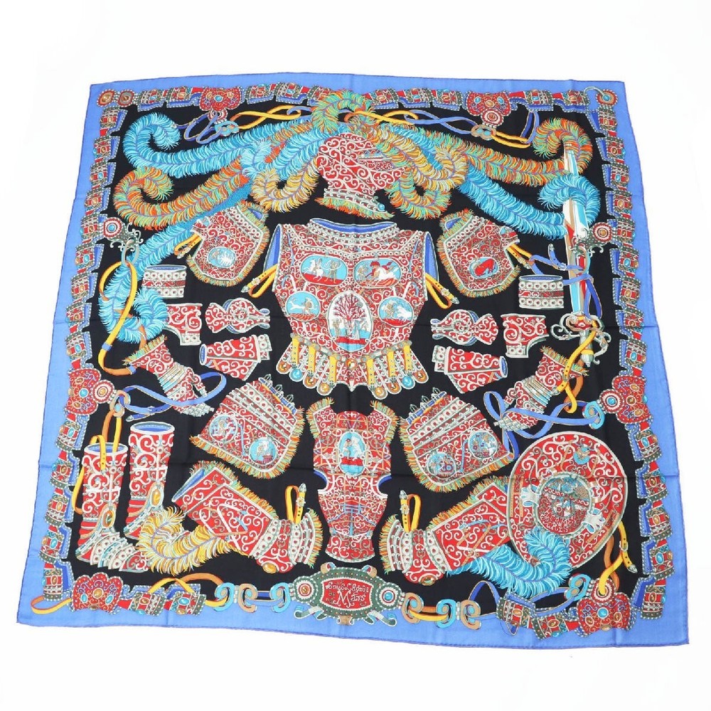 HERMES 140 Sous Legide de Mars Cashmiya Silk Scarf 474738