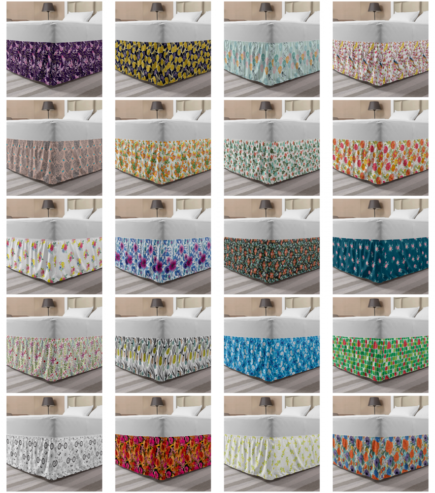 Ambesonne Spring Bedskirt Elastic Wrap Around Skirt Gathered Design