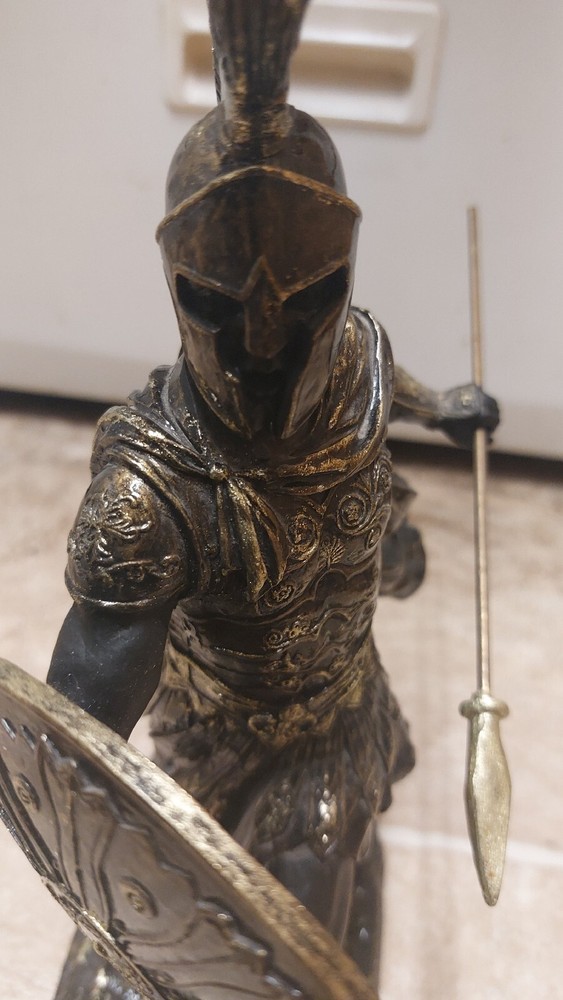 Achilles Spear and Shield Greek Mythology Warrior Statue Figurine-image
