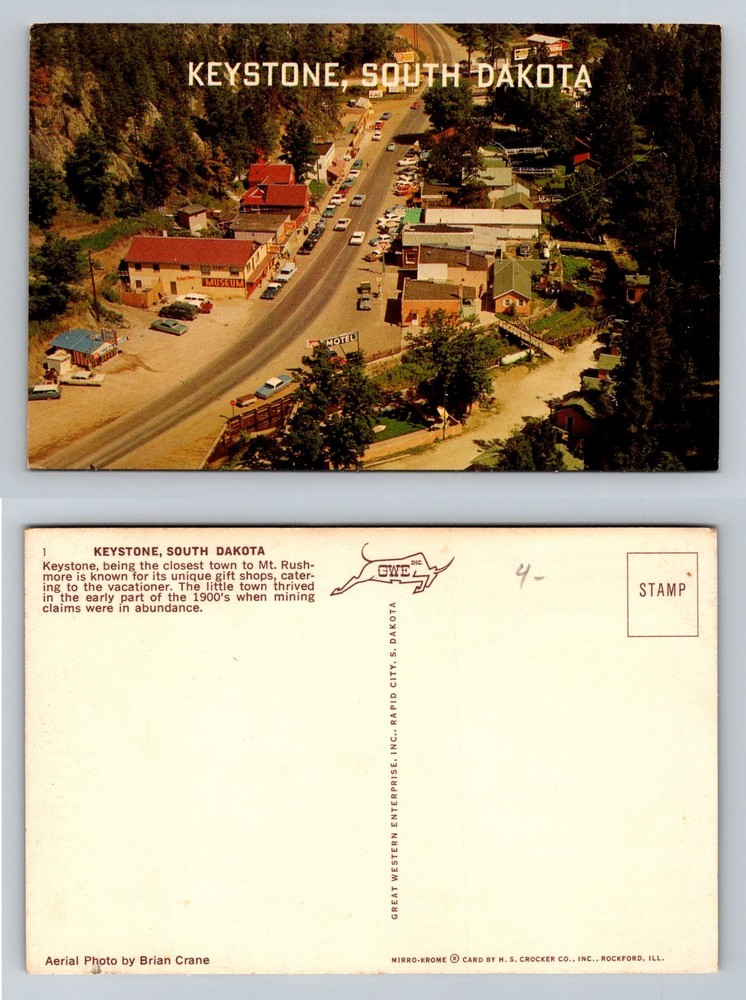Keystone, SD-South Dakota, Aerial View of Downtown and Museum Vintage Postcard