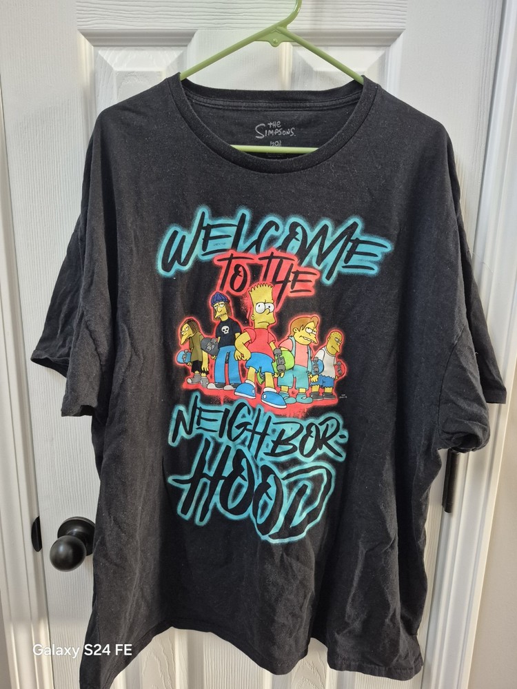 The Simpsons T-Shirt Men's Size 3XL Black Welcome To The Neighborhood
