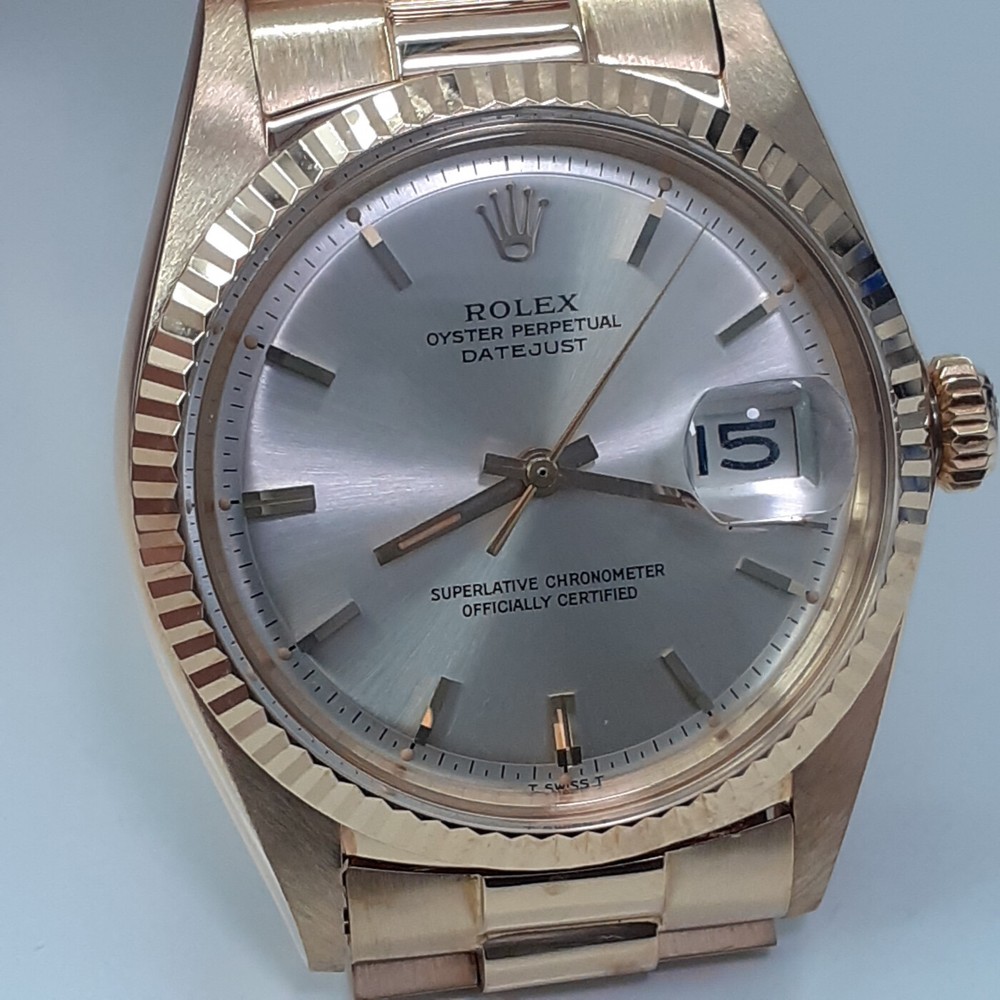 Rolex Datejust 36 mm 18K Yellow Gold President Automatic Watch 1601 Circa 1968