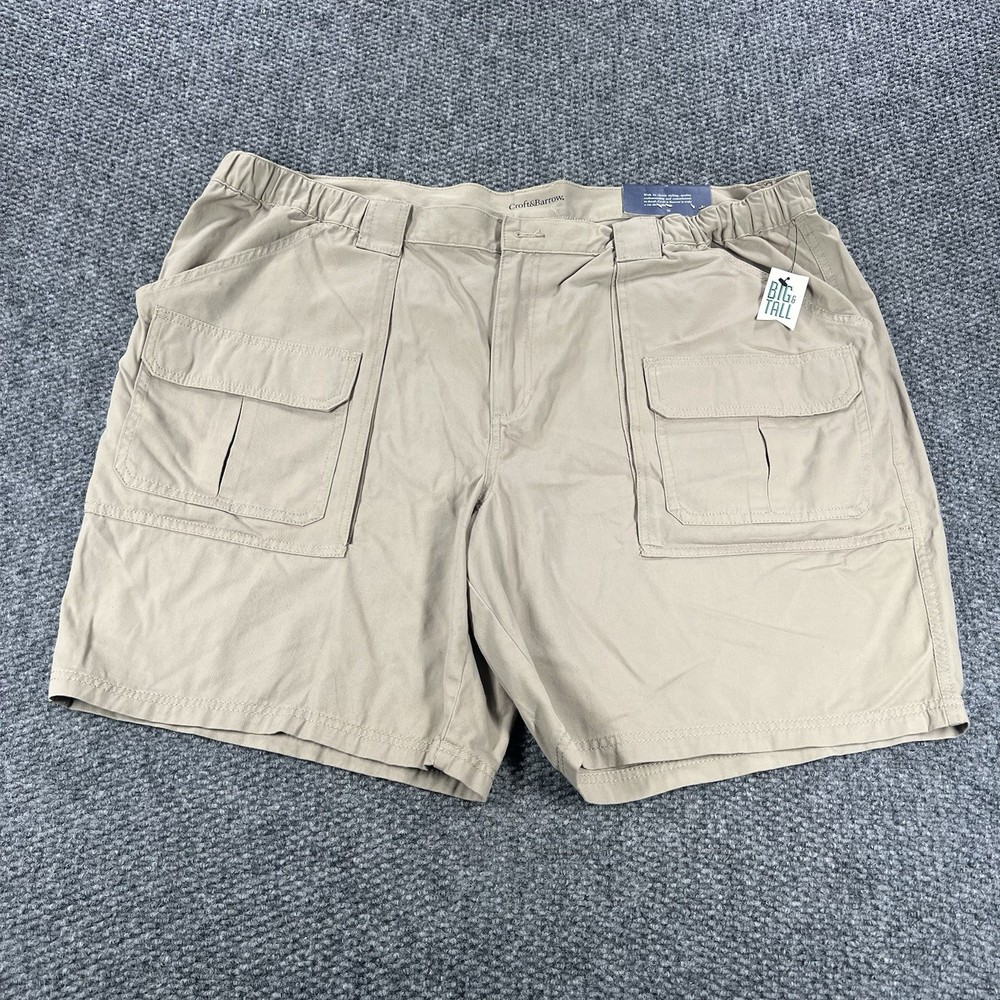 Croft & Barrow Cargo Shorts Mens 50 Khaki Beige Cotton Fishing Outdoors Hiking