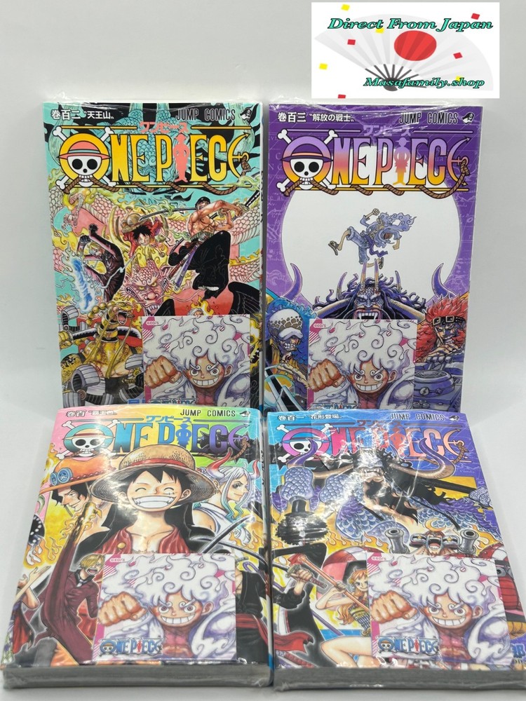 ONE PIECE Vol.100 101 102 103 Japanese Manga First Edition Set w/ Twin Stickers