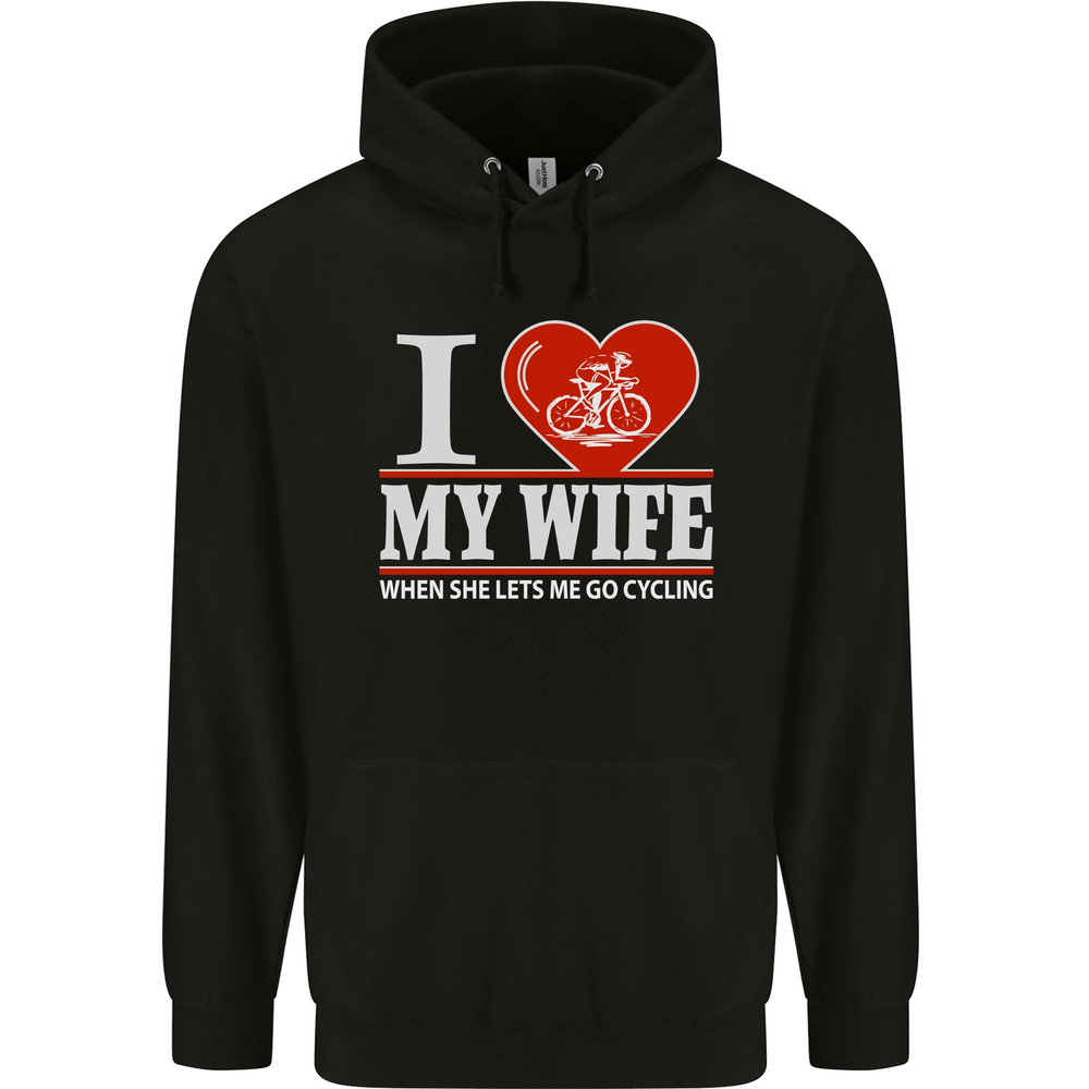 Sudadera con capucha Cycling I Love My Wife Cyclist divertida para hombre 80% algodón