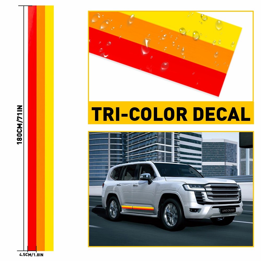Tri-Color Decal Sticker For Toyota Tacoma/Tundra Door Side Skirt Fender Stripes