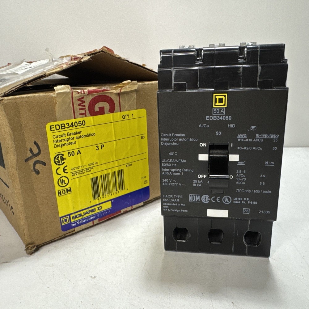 Square D EDB34050  - 3P 50A  480Y/277 V  - EDB Circuit Breaker