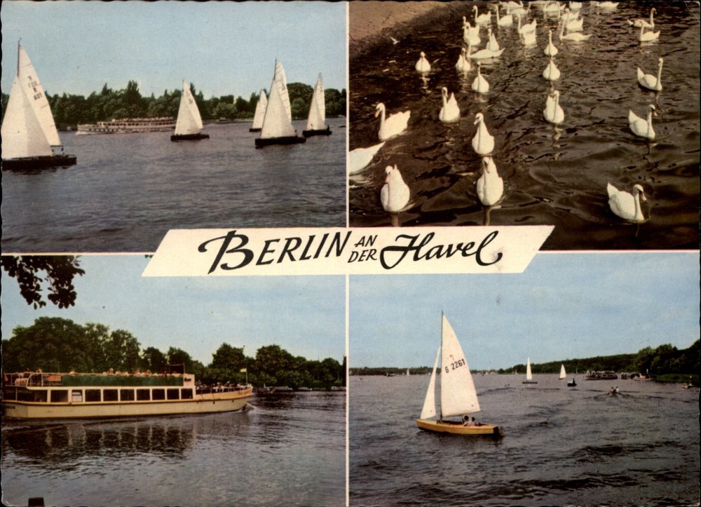 Berlin Der Havel Boats vintage postcard v404