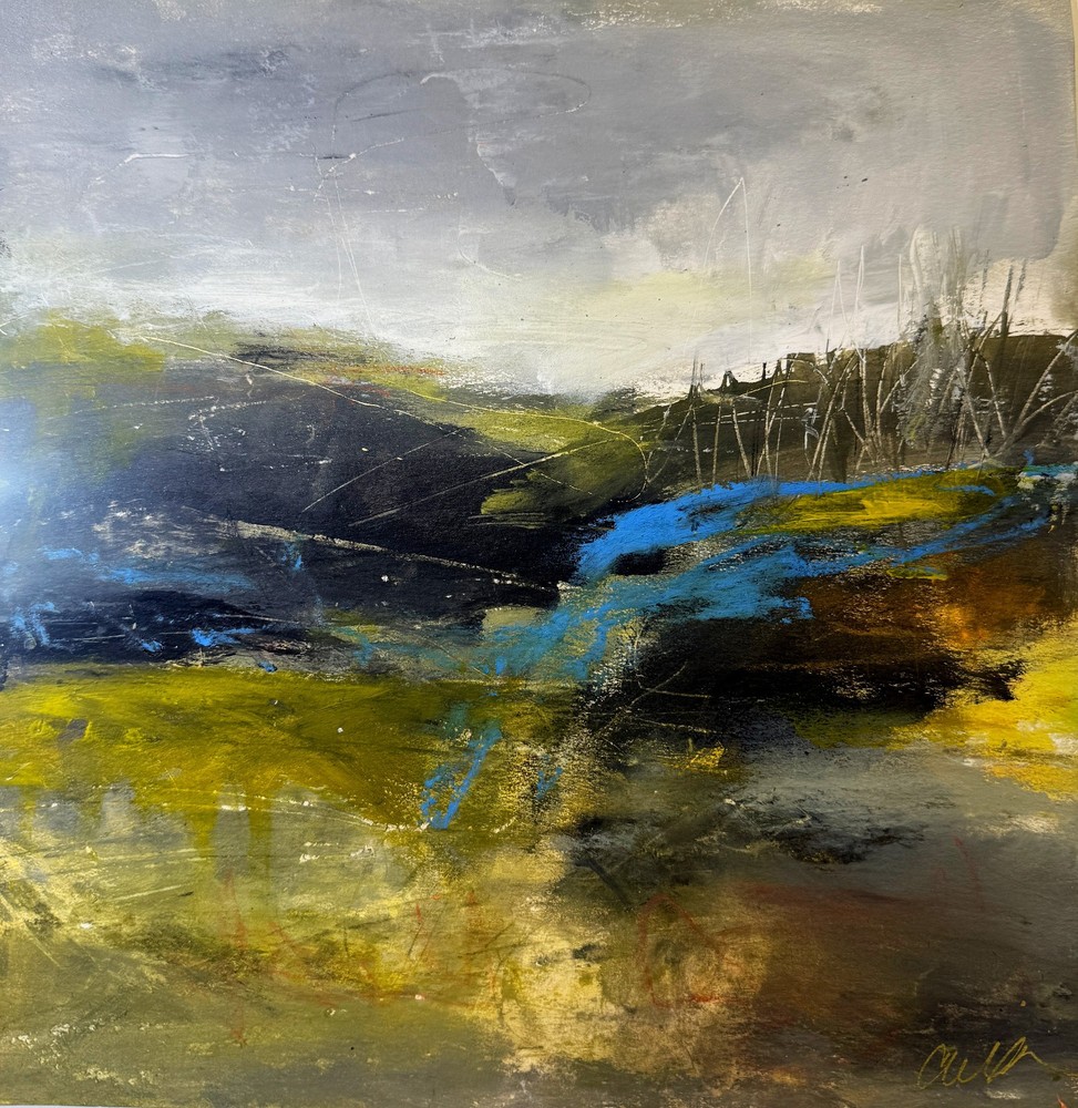Original Landscape 3 Abstract Painting Gallery Paper 12x12 signed