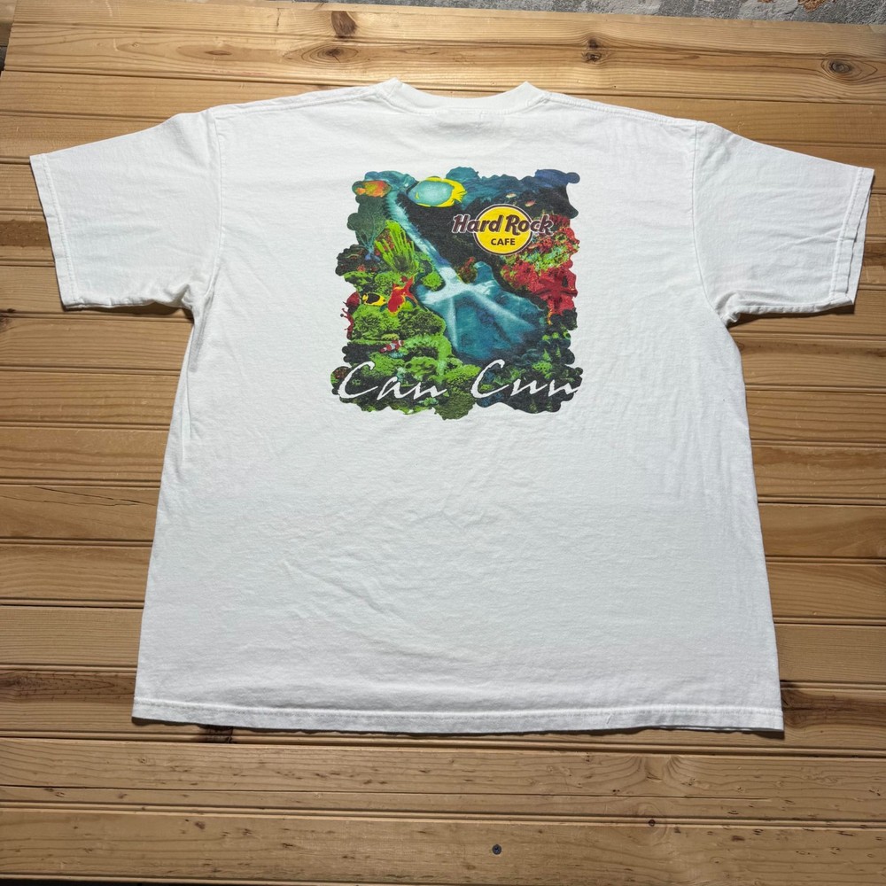 Vintage 90s Hard Rock Cafe Cancun Mexico Reef Fish Graphic Souvenir T-Shirt XXL