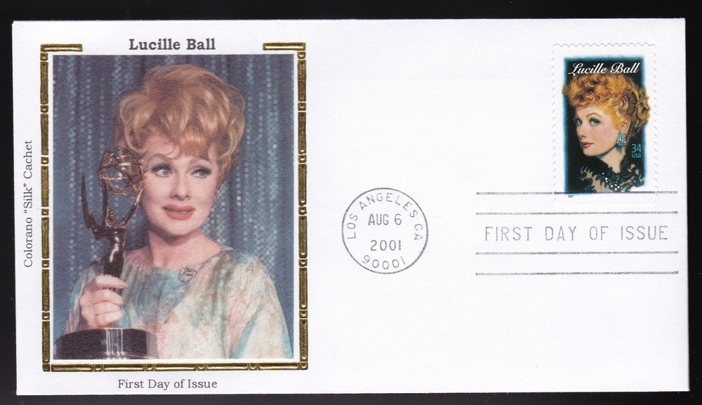 Lucille Ball #3523 Us First Day Cover 2001, Colorano Silk Cachet Fdc