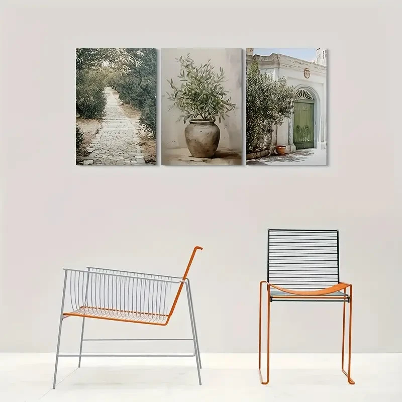 3pcs Metal Print Olive Tree Painting Art Ready to Hang Venus Garden Path