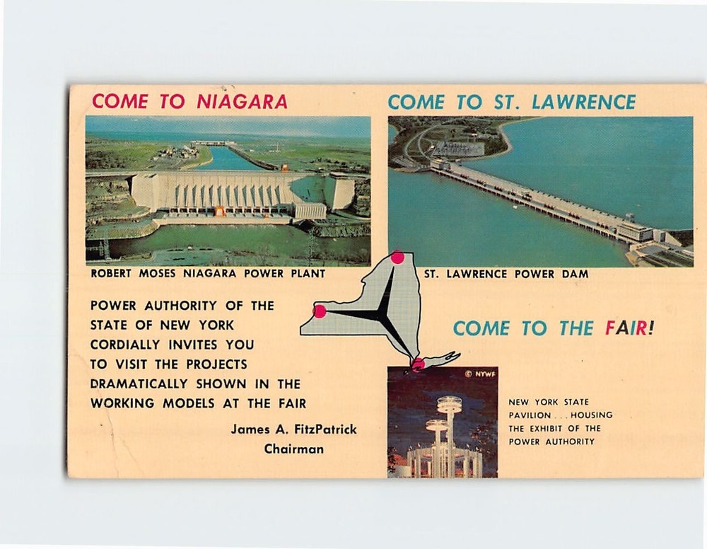 Postcard Robert Moses Niagara Power Plant & St. Lawrence Power Dam