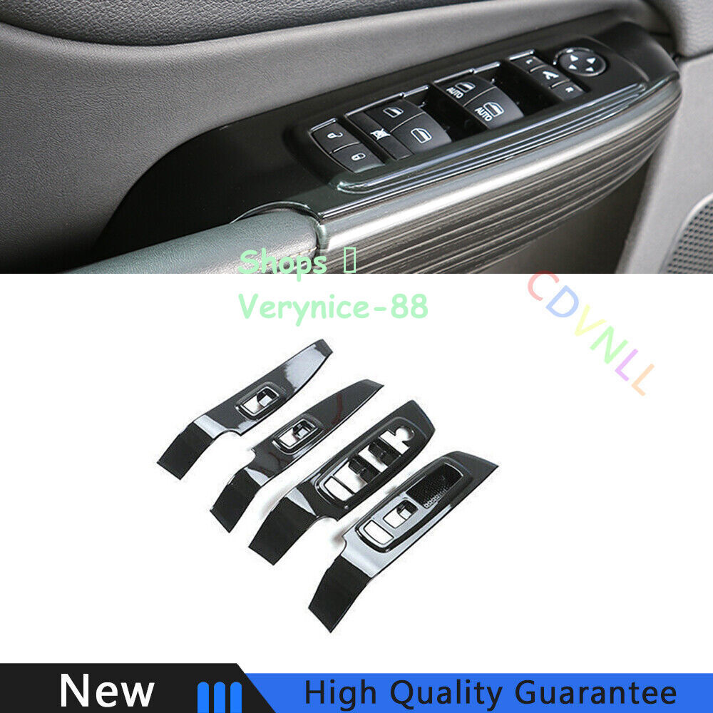 For Jeep Cherokee 2014-2020 Bright Black Car Window Lock Lift Panel Frame Trim