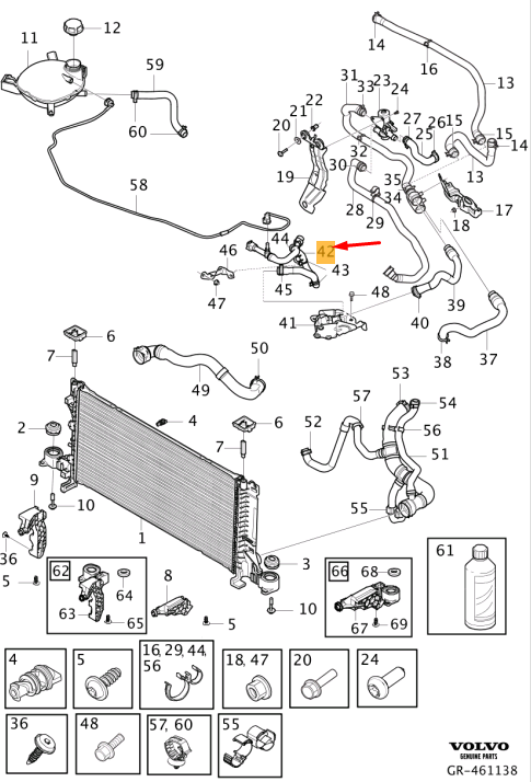 Volvo XC40 Coolant Hose 32252069 Genuine OEM Part  