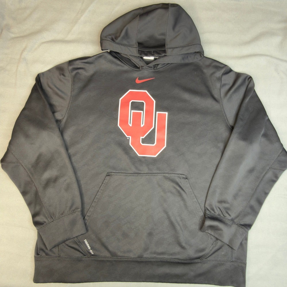 Nike Therma-FIT Oklahoma Sooners Hoodie Mens XL Gray OU Logo Sweatshirt XL
