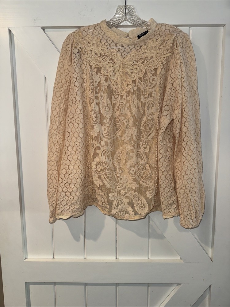Torrid Size 2 Mixed Lace Pattern Beige Cotton Blend Dressy Casual Beautiful