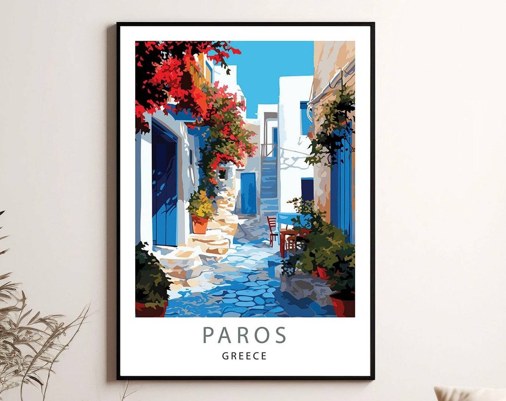 Paros Poster Wall Art Print Greece Art Paros Travel Poster Minimalist Paros