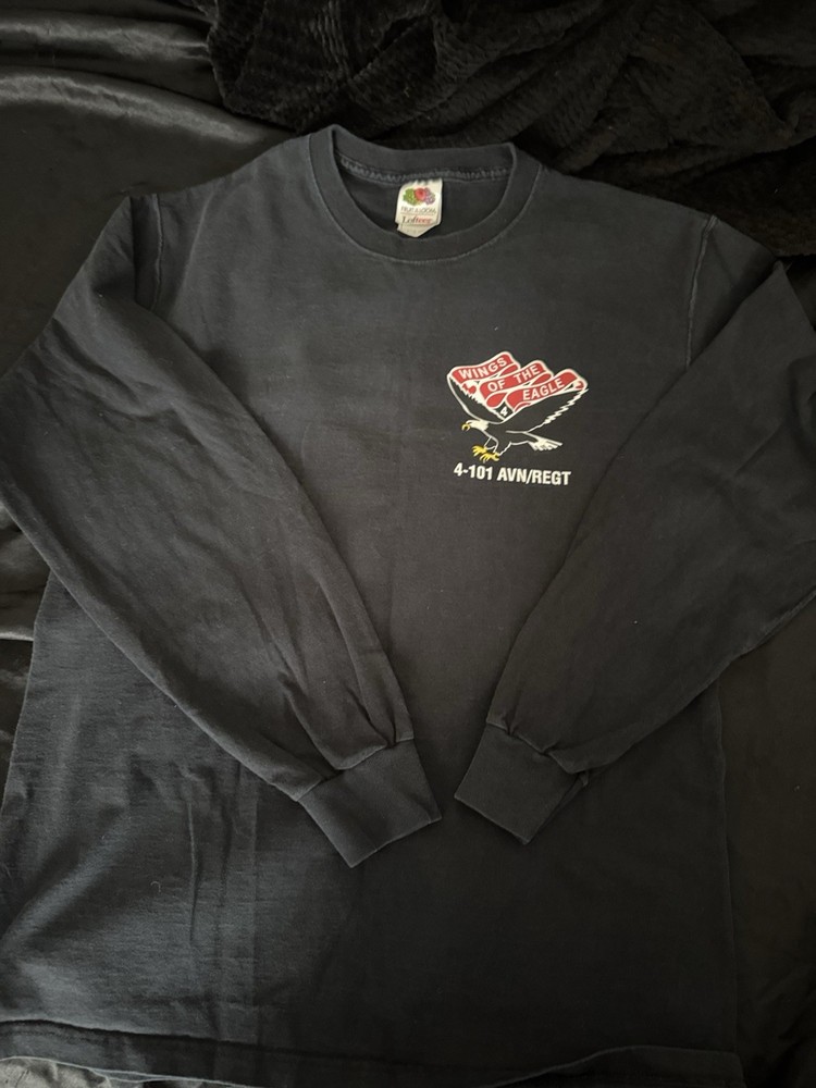Fruit of the Loom Lofteez Men's Black Graphic Crew Neck Long Sleeve T-Shirt L