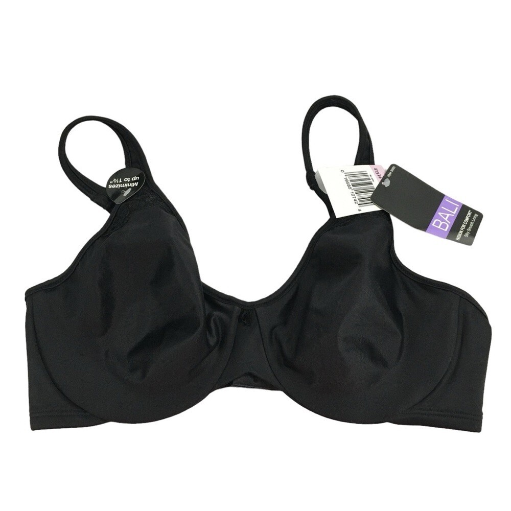 NEW Bali Passion for Comfort Seamless Underwire Minimizer Bra Black Size 34D