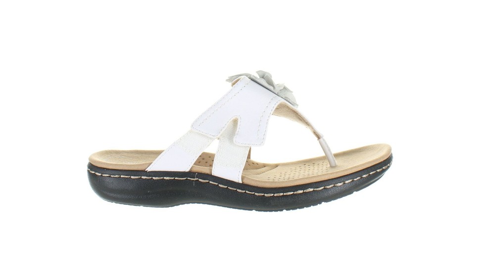 Clarks Laurieann Gema White T-Strap Sandals Size 6 Womens 7832045