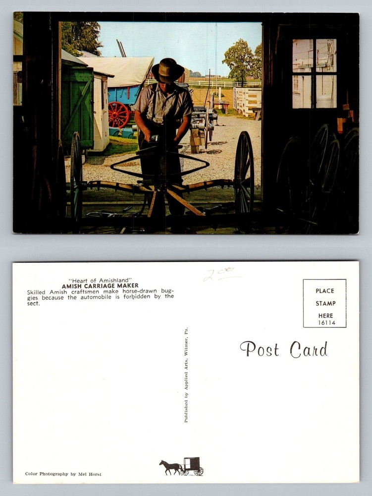 Lancaster, PA-Pennsylvania, Amish Carriage Maker Buggy Workshop Vintage Postcard