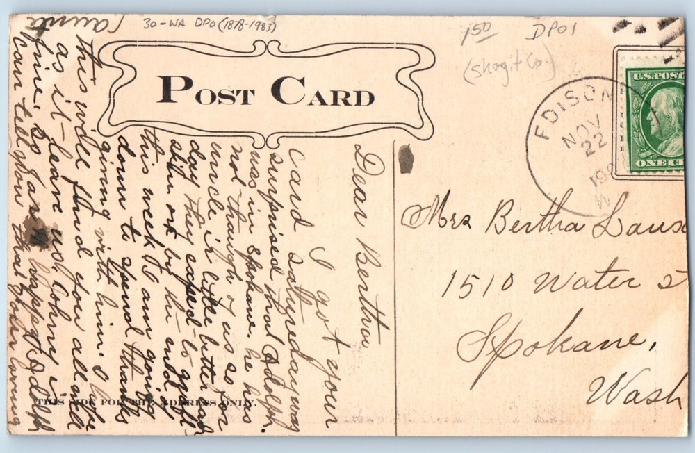 DPO (1878-1983) Edison WA Postcard Academy Of Holy Names Elliot Bay Olympic Mts-image