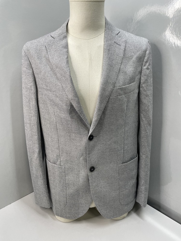 Slowear Incotex Mens Blazer Gray Size US 40/ IT 50 Slim Fit Herringbone Wool