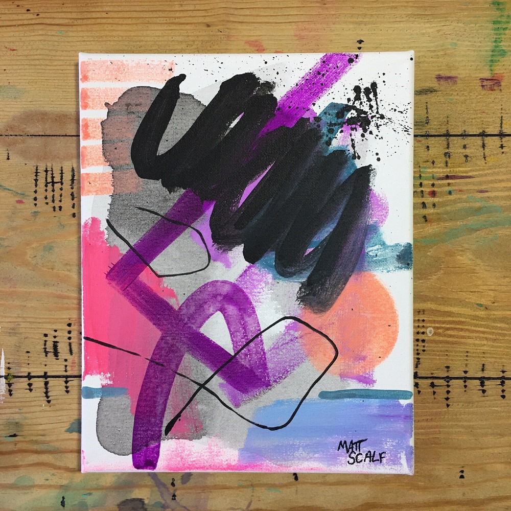 Matt Scalf 8x10 CANVAS Abstract Contemporary Graffiti Street Art Modern Signed-image