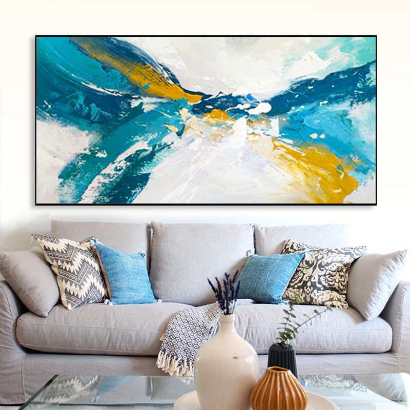 Abstract Hand-Painted Oil Landscape Art for Living Room Wall Decor-image