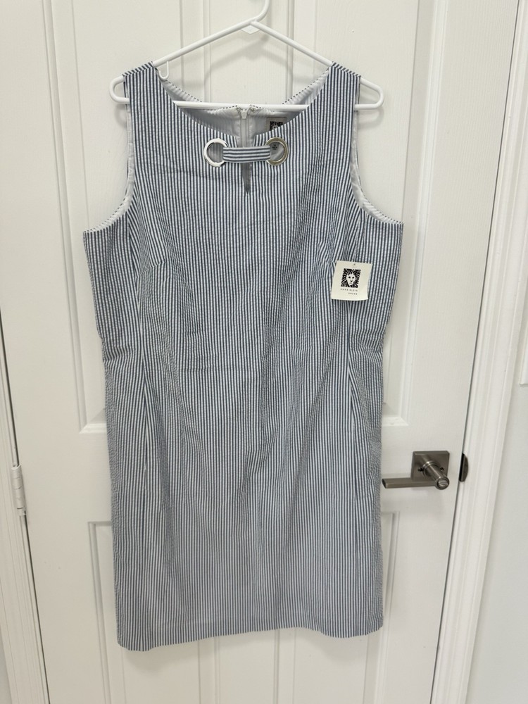 Anne Klein blue and white striped dress