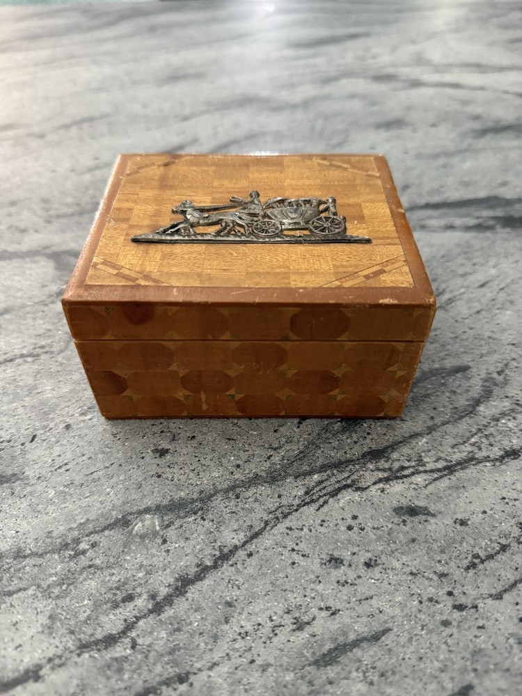 Vintage Wooden Box With A Western Theme Made In Japan