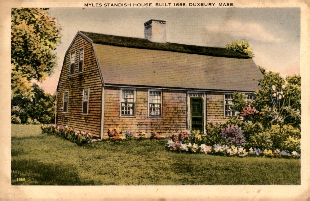 Myles Standish House, 1666, Duxbury, MA Postcard